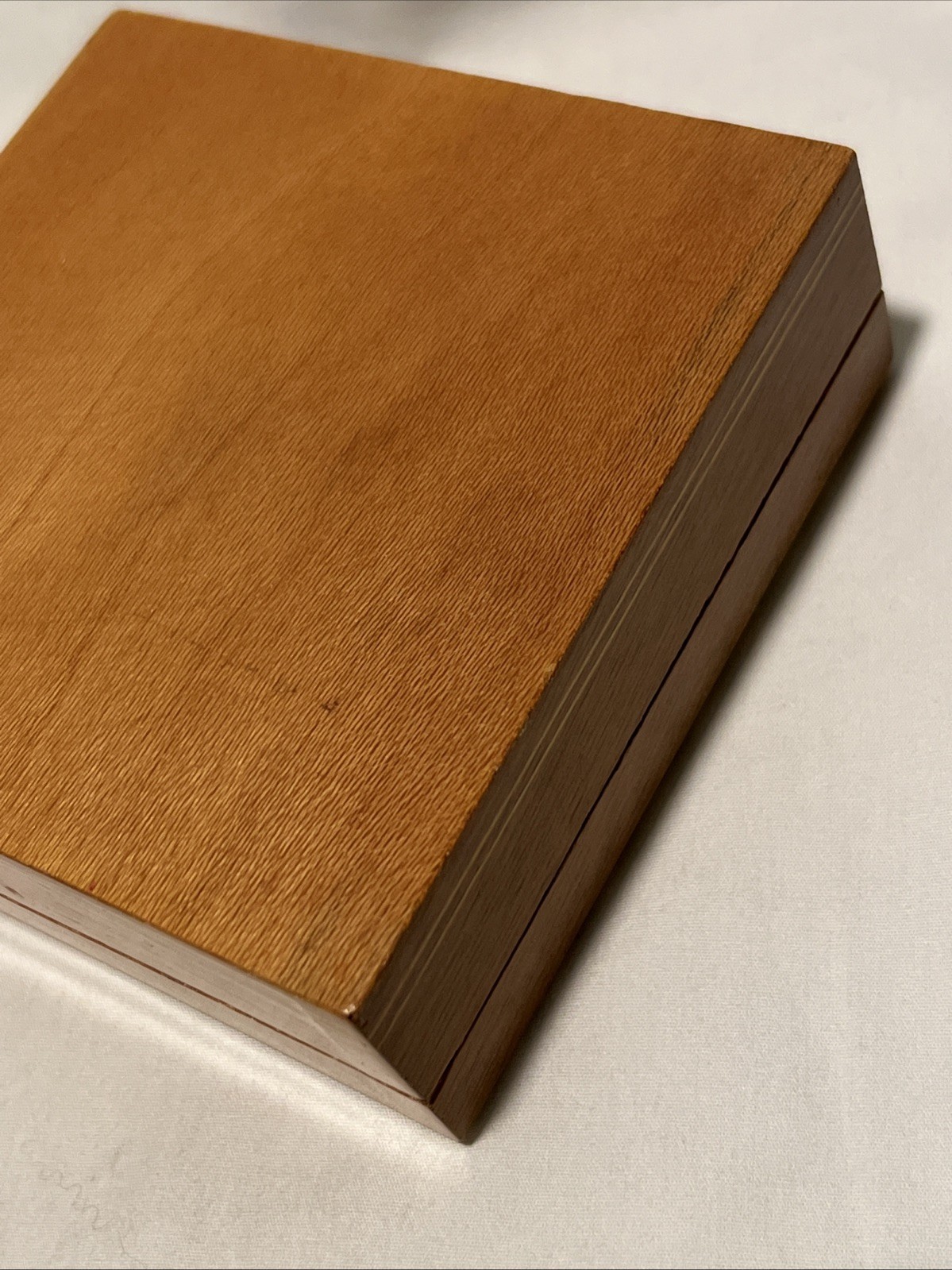 Italian Square Marquetry Inlaid Painted Wood Jewelry Trinket Box 4 3/8"