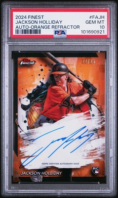 2024 Topps Finest Autographs Jackson Holliday #FAJH Orange /25 PSA 10 POP 7