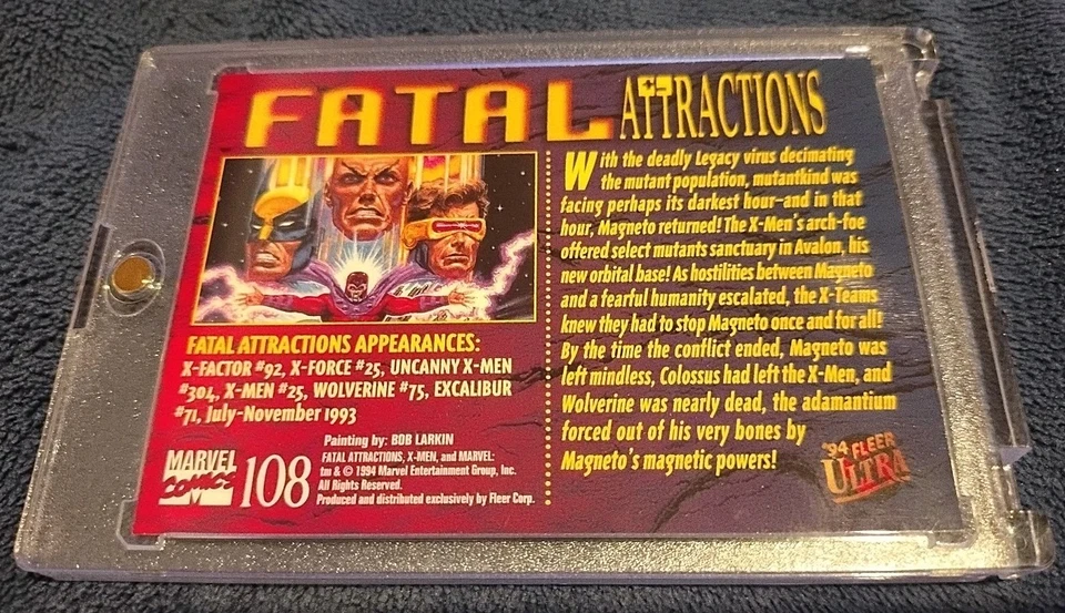 X-OVERS "1994 Fleer Ultra X-Men FATAL ATTRACTIONS CARD #108 1-OWNER/ NM-MINT - Image 4 of 4