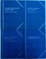 2nd Ed. Whitman Folder Lot: Morgan Barber, Standing Liberty Half + Silver Dollar