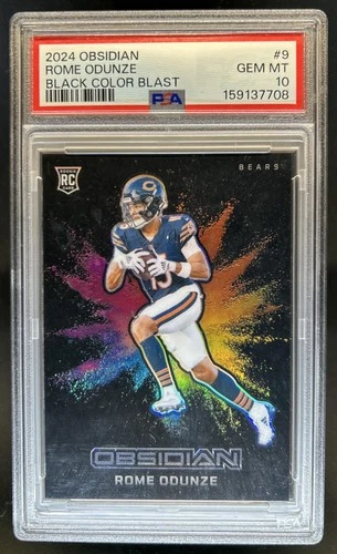 2024 Panini Obsidian Rome Odunze Black Color Blast RC Rookie #9 Bears PSA 10