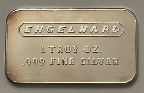 Old Vintage Engelhard 1 Troy Ounce .999 Silver Bar Pebble Back No Serial Number
