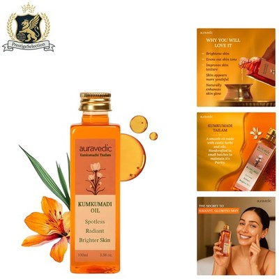 Lightweight Kumkumadi Oil Infused with Saffron - Nourish & Glow, 3.38 Fl Oz