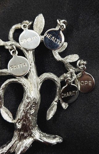 RAR Mid Century 40er-50er Jahre Coro Silber Baum der Tugenden Charm Brosche - Bild 5 von 19