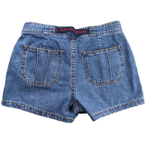 Vintage Tommy Hilfiger Shorts Girls Size 16 Denim Junior Teen Belt Y2k Preppy - Picture 2 of 11