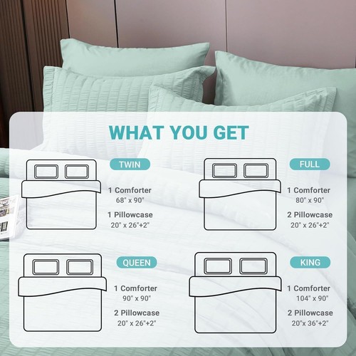 3PCS Seersucker Comforter and Coverlet Set Collection Comforter & Pillow Sham - Picture 101 of 118