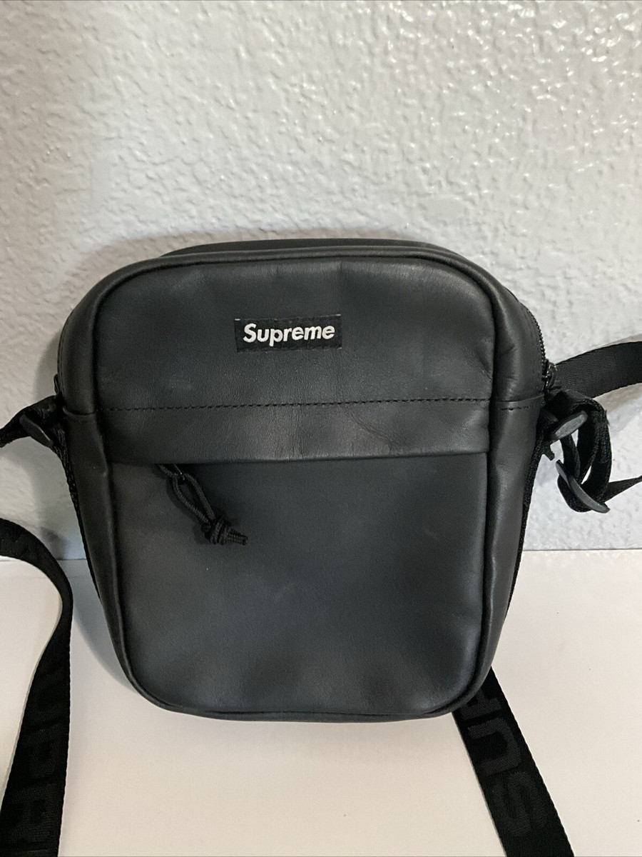 Supreme Fw23 Leather Crossbody Bag Small Black | eBay
