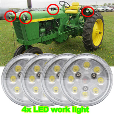 4X LED Tractor Round Flood Light For John Deere 20 Series 2520, 3020, 4020