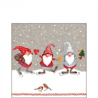 20 Papierservietten, Cocktail Servietten Skating Dwarfs Ambiente 25X25Cm Zwerge