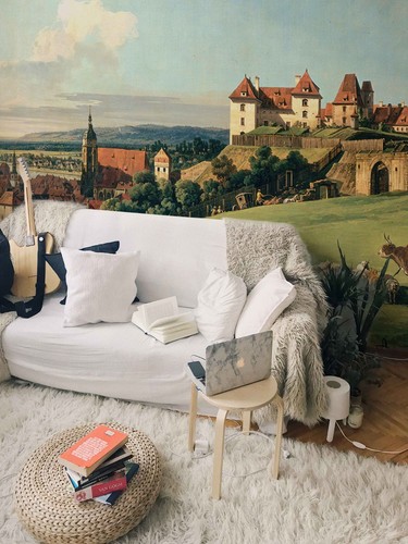 Old Castle on the Green Hill Rural Landscape Retro Vintage Wallpaper Murals - Picture 4 of 9