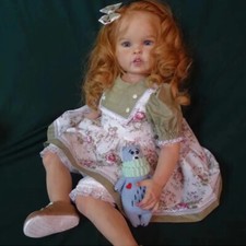 Huge 30inch Finished Reborn Dolls Baby Girl Toddler With Hand-Rooted Curly Hair