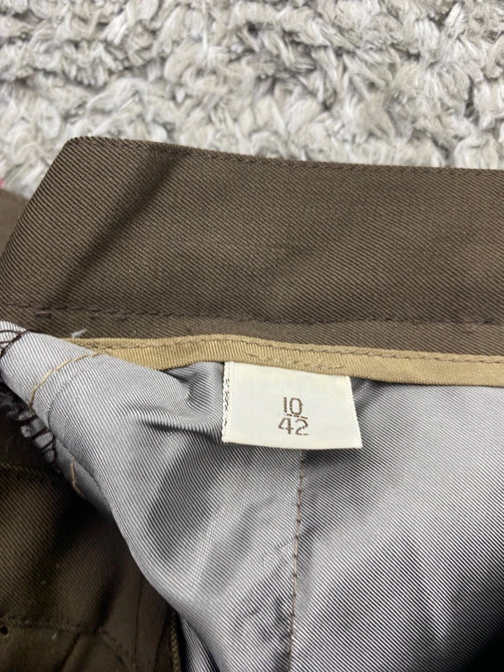 Брюки женские Barry Bricken 10 коричневые чисто натуральная шерсть плиссированные брюки без рукавов винтажные - Изображение 4 из 4