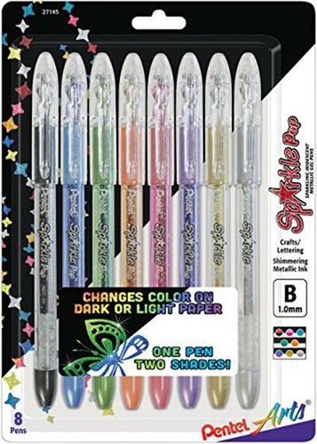 Pentel Arts Sparkle Pop Metallic Gel Ink Pen, 1.0mm Bold Line, Assorted
