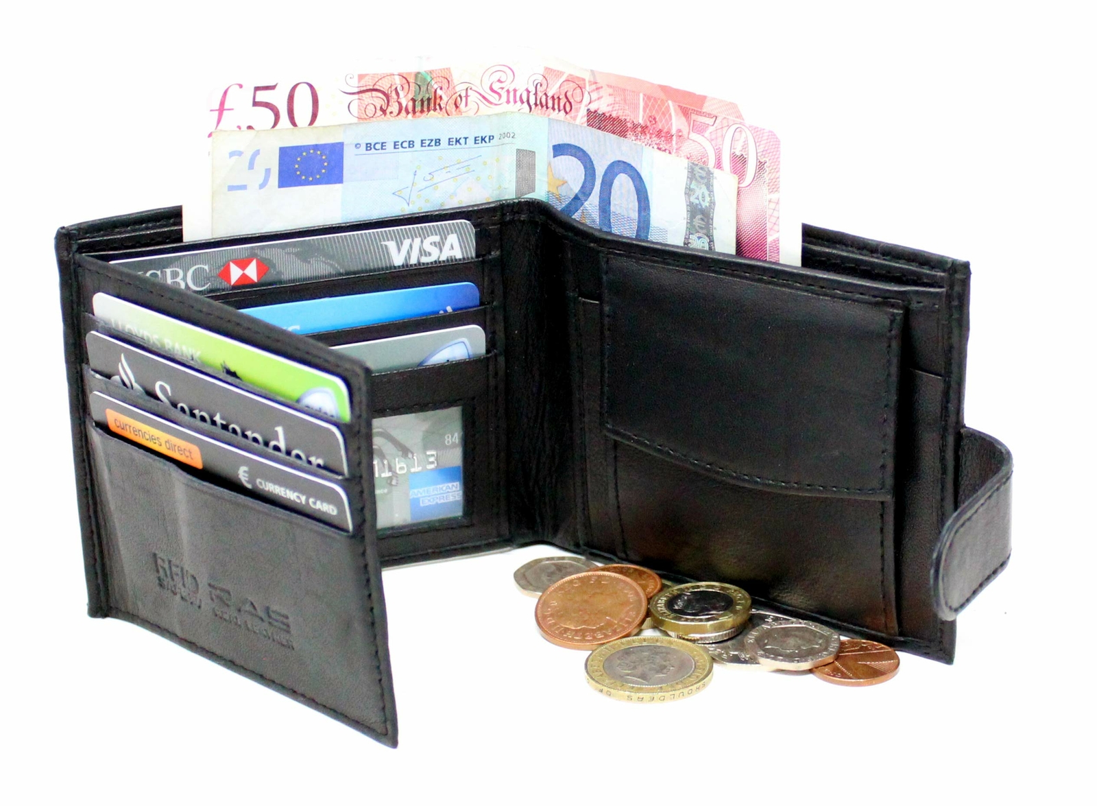 Men's RFID Blocking Leather Trifold Wallet With Coin Pocket - Black, Handmade In India