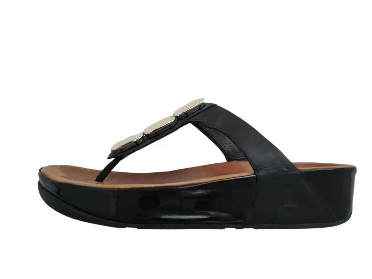 Fitflops Pietra II Black Yellow Beaded Thong Sandal Size 9 399 001