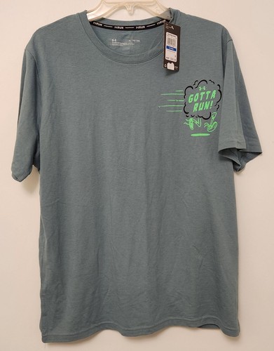 Under Armour Top "Hows My Running?" Running Shirt Blue Mens XL Fitted NWT NEW - Picture 2 of 15
