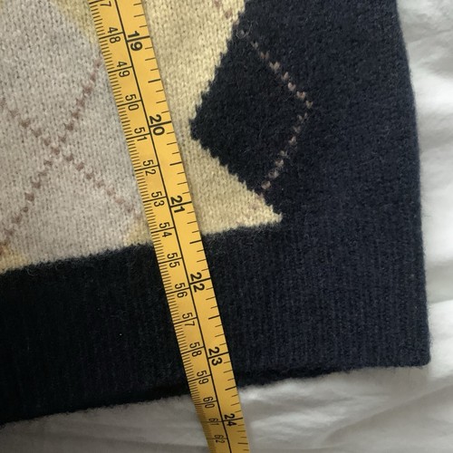 Vtg J Crew Sweater Womens Xs Navy 100% Lambs Wool Argyle Pullover V-neck Y2K Euc - Picture 6 of 8