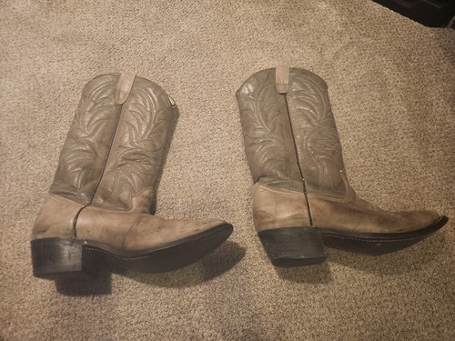 Vintage Gray Leather Cowboy Boots Mens Size 9.5 D Texas Style 1010 #S89 - Picture 3 of 6