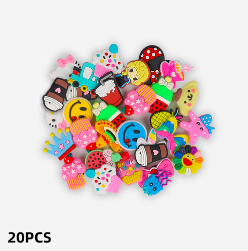 20 Pack Croc Jibbitz Women Compatible Multi-Colour Shoe Clips PVC - Picture 2 of 8