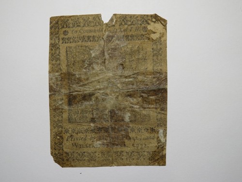 1772 One Shilling Pennsylvania PA Colonial Currency Bank Note Bill RARE 1s - Picture 2 of 2