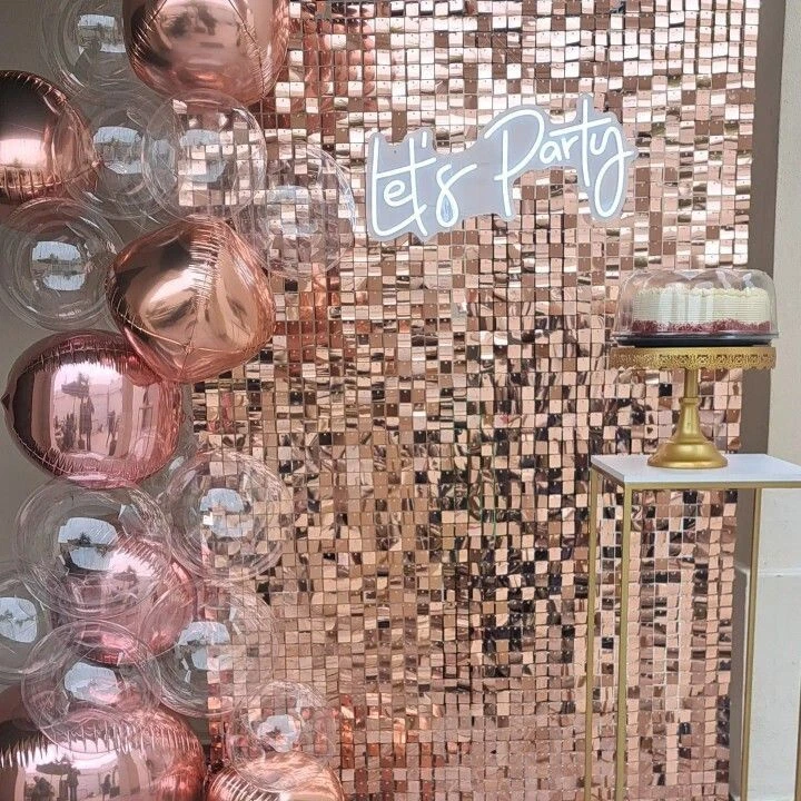 Rose Gold Shimmer Wall Backdrop 10 pcs Sequin wall panels for Party Backdrop - Image 3 of 4