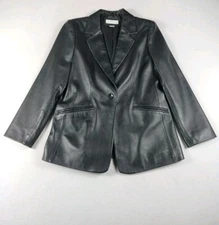 Preston & York Jacket Womens Medium Black Vintage 90s Genuine Lamb Skin Leather
