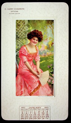 James Arthur Sample Calendar January 1913 D. Harry Chambers Optician Maryland