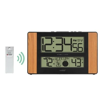 513-1417 La Crosse Technology Atomic Digital Wall Clock with TX141-BV2 Sensor