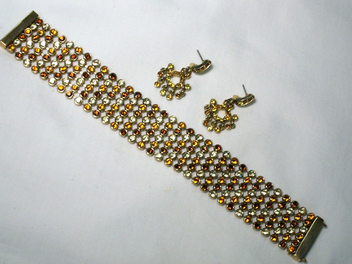 Joan Rivers Color Dorado, Cristales Pulsera & Pendientes - Imagen 2 de 8