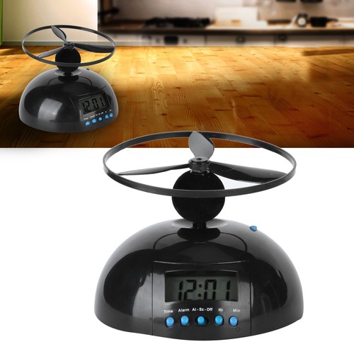Alarm Clock Novelty Flying LCD Digital Portable Round Propeller Household - Picture 3 of 12