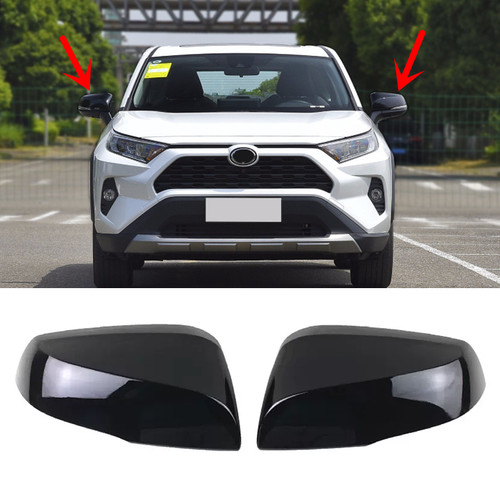 For Toyota RAV4 2019-2025 Bright Black Side Mirrors Rearview Trim