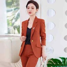 Tailleur Completo Ufficio Donna Outfit Giacca Blazer Rosso Mattone Set 33200