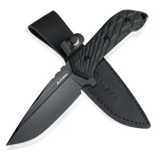 FLISSA Hunting Knife w/Leather Sheath 10 Inch Full Tang Fixed Blade Lightweight