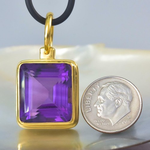 Ametista Viola Diamante & 18K Oro Vermiglio Sopra Pendente Argento Sterling - Foto 12 di 12