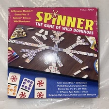 Spinner: The Game of Wild Dominoes, Double 9 Set Plus 11 Wild Spinner Dominoes