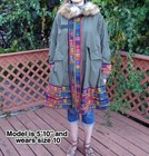 NEW! size L SACAI Green Embroidered Parka Coat with Faux fur Detachable Hood — photo 6