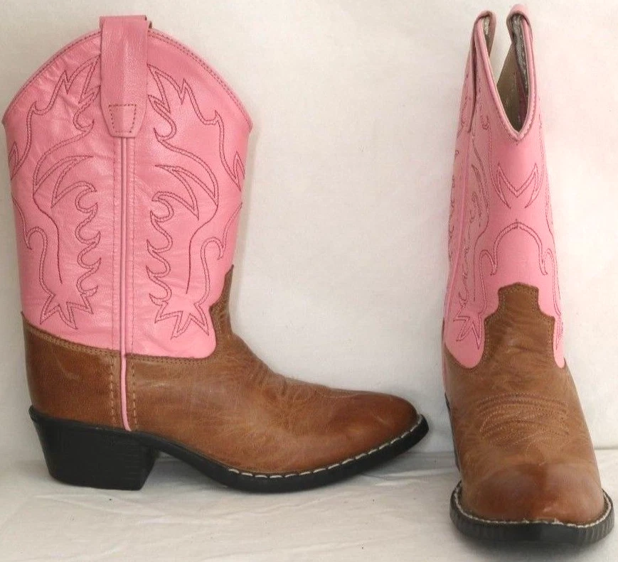 Old West 8139 Corona Calfskin Pink Leather Cowgirl Boot Kids Youth US 4.5 EU 20 - Image 2 of 4