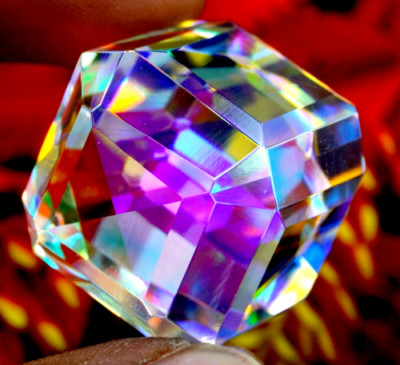 AAA 100 Ct+ Natural Mystic Topaz Rainbow Color Cube Cut Certified Gemstone