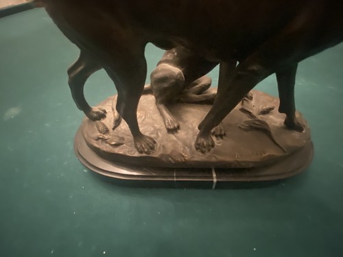 “Hunting Hounds” Rare French Bronze Sculpture by Auguste Cain period Unknown - Picture 5 of 8