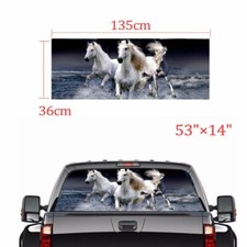 1pc Universal 135cm 36cm Car Rear Window White Horse Sticker Decal for Truck SUV