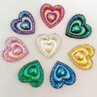 100pcs Heart Peacock Eye Ab Resin Flatback Rhinestone Applique Wedding Ornament