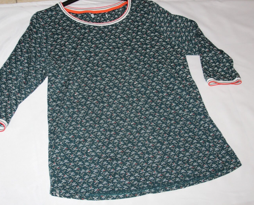 BRAKEBURN Green floral print cotton jersey lightweight top UK 14 - Picture 5 of 6