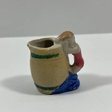 Vintage Ceramic Creamer Pitcher Vase With Woman Handle Japan