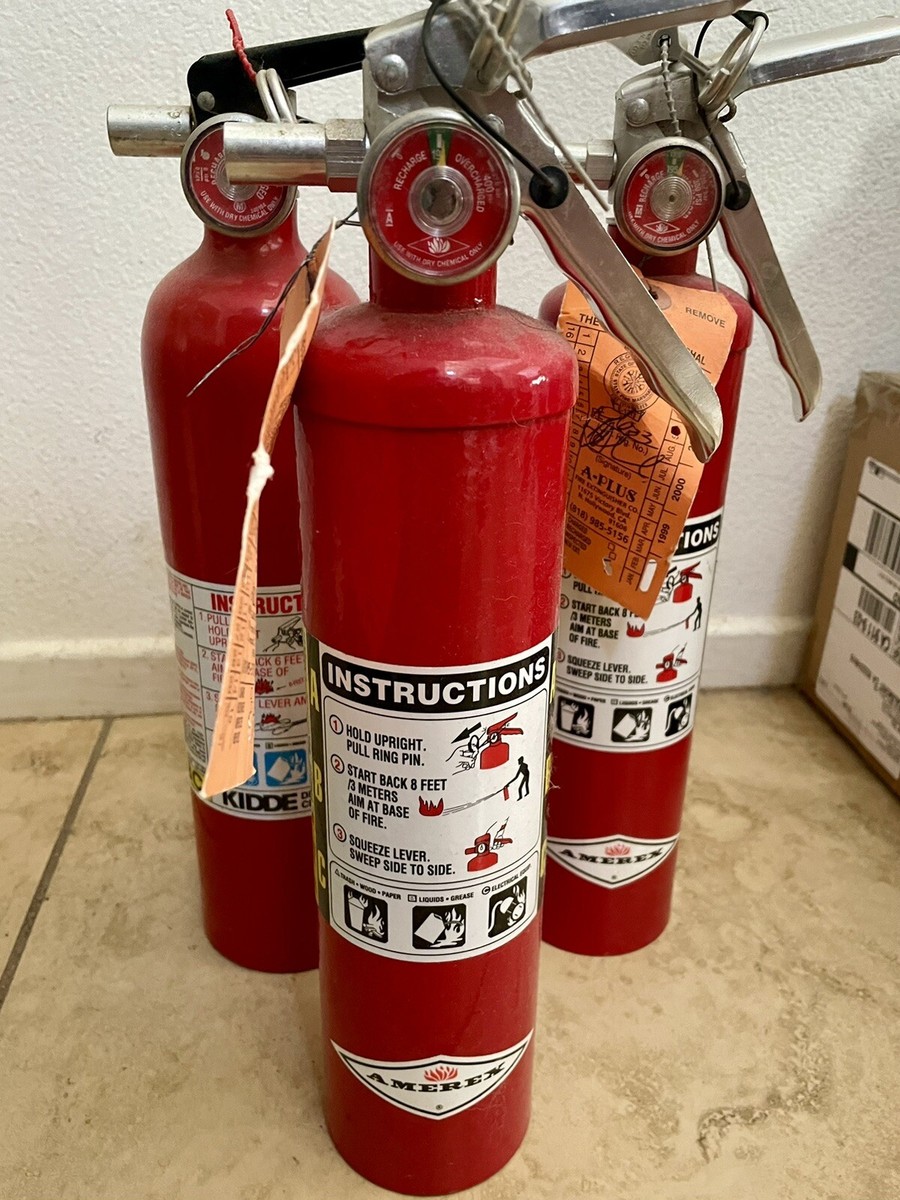 Vintage Fire Extinguishers 1980's & 90's• Set of 4: Amerex, Kidde