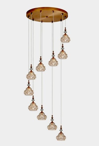10-Lights Modern Crystal Chandelier: Brass Ceiling Mount - Vintage Raindrop - Picture 7 of 7