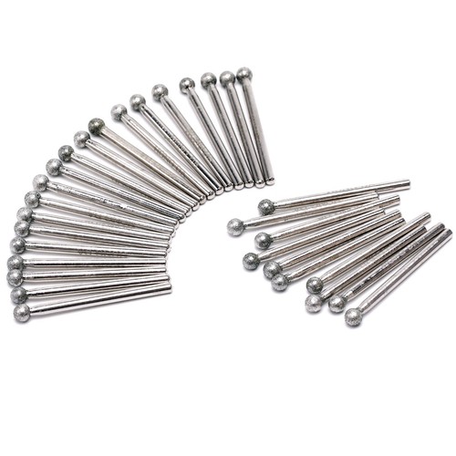 30 brocas de molienda de diamante Bur de 1-5 mm cabezal de bola redondo vástago de 1/8" para Dremel - Imagen 63 de 65