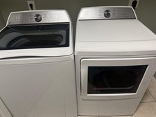 GE Profile Electric Washer & Dryer Set, White Glossy Finish, Door Window