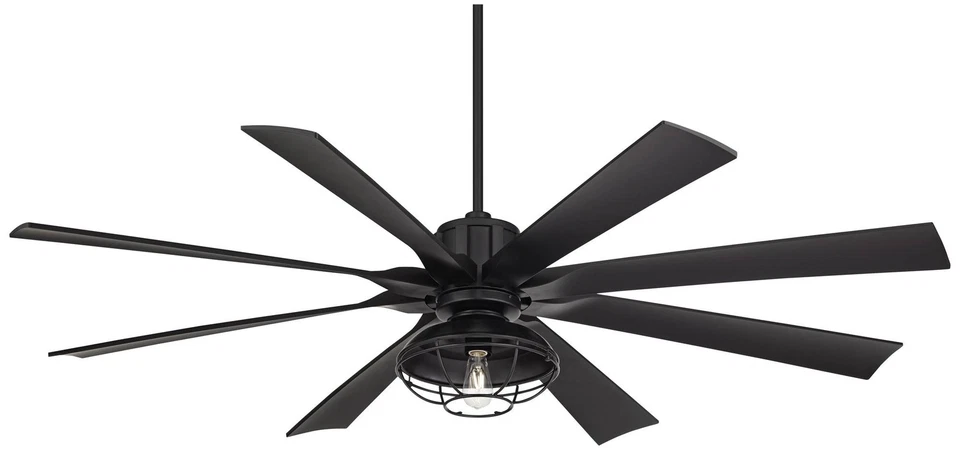 70" Possini Euro Defender Black LED Large Ceiling Fan with Remote - Image 2 of 4