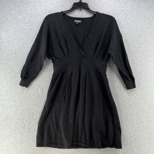 Express Womens A-Line Wrap Dress Small S Black Above Knee Vestido Half Sleeve