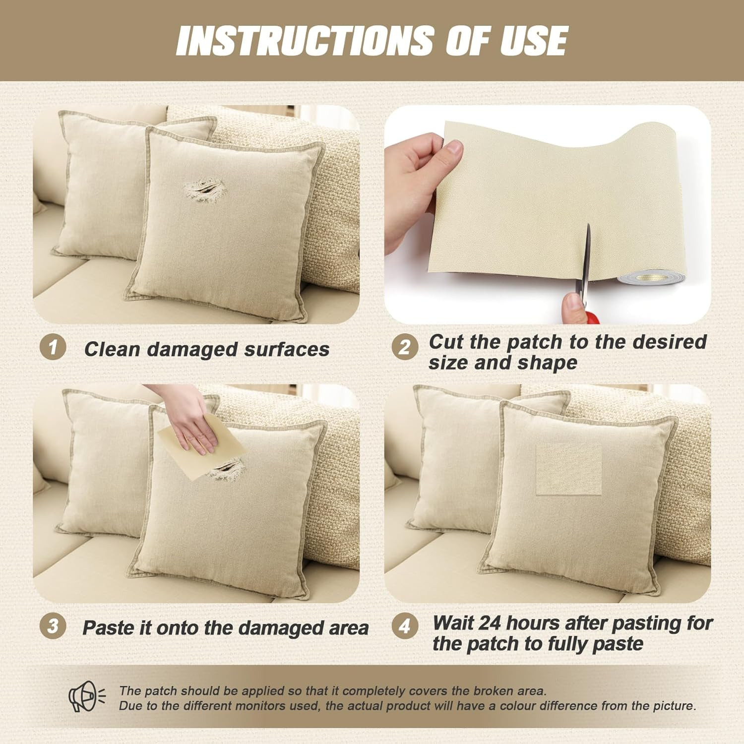 OAZ 4 X 79 Inch Canvas Repair Patches Canvas Fabric Patch Self-Adhesive Fabric R